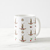 Frohe Weihnachten Winter Deer Muster Personalisier Kaffeetasse (VorderseiteRechts)