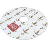 Frohe Weihnachten Winter Deer Pattern Wasserfarbe Polyester Weihnachtsbaumdecke (Schrägansicht)