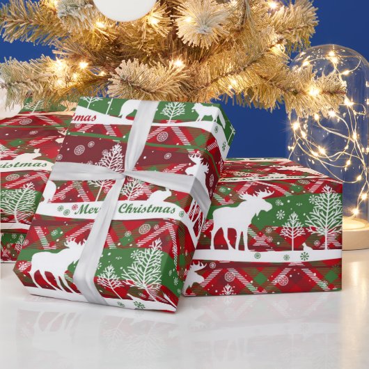 Frohe Weihnachten, Winter, Elch und Wölfe, Geschenkpapier (Feiertage)