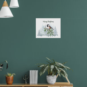 Frohe Weihnachten Winter Fichte Meise  Poster