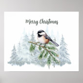 Frohe Weihnachten Winter Fichte Meise  Poster (Vorne)