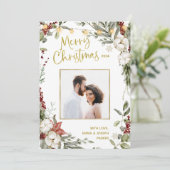 Frohe Weihnachten | Winter Floral und Foto und Gol (Stehend Vorderseite)