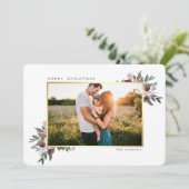 Frohe Weihnachten Winter florale Goldgrenze Foto (Stehend Vorderseite)