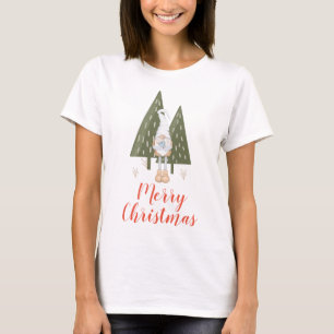 Frohe Weihnachten Winter Gnom und Blaue Vogel T-Shirt