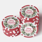 Frohe Weihnachten Winter Grün rotes Drehbuch Klass Pokerchips (Stapel)