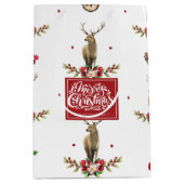 Frohe Weihnachten Winter Idyll Muster Personalisie Mittlere Geschenktüte (Vorderseite)
