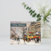 Frohe Weihnachten. Winter Pariser Szene Feiertagspostkarte (Stehend Vorderseite)