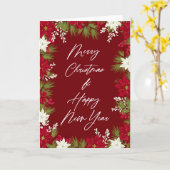 Frohe Weihnachten Winter Red Bold Poinsettia Borde Karte (Gelbe Blume)