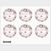 Frohe Weihnachten Winter Red Floral Botanical Runder Aufkleber (Blatt)