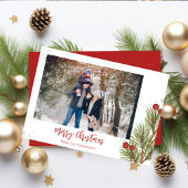 Frohe Weihnachten Winter Red Holly Berries 2 Foto