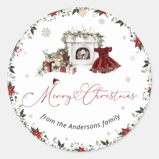 Frohe Weihnachten Winter Runder Aufkleber (Vorderseite)