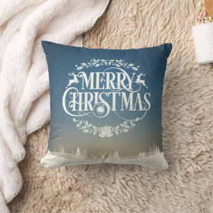 Frohe Weihnachten Winter-Schnee-Szene Kissen