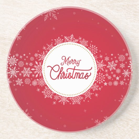 Frohe Weihnachten Winter Schneeflocken Rotes Festi Getränkeuntersetzer (Vorne)