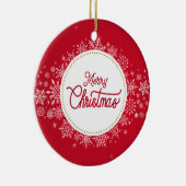 Frohe Weihnachten Winter Schneeflocken Rotes Festi Keramik Ornament (Rechts)