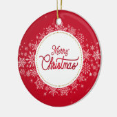 Frohe Weihnachten Winter Schneeflocken Rotes Festi Keramik Ornament (Links)