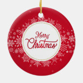 Frohe Weihnachten Winter Schneeflocken Rotes Festi Keramik Ornament (Hinten)