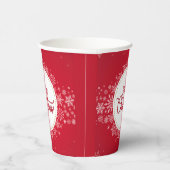 Frohe Weihnachten Winter Schneeflocken Rotes Festi Pappbecher (Rechts)