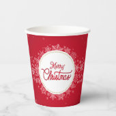 Frohe Weihnachten Winter Schneeflocken Rotes Festi Pappbecher (Vorderseite)