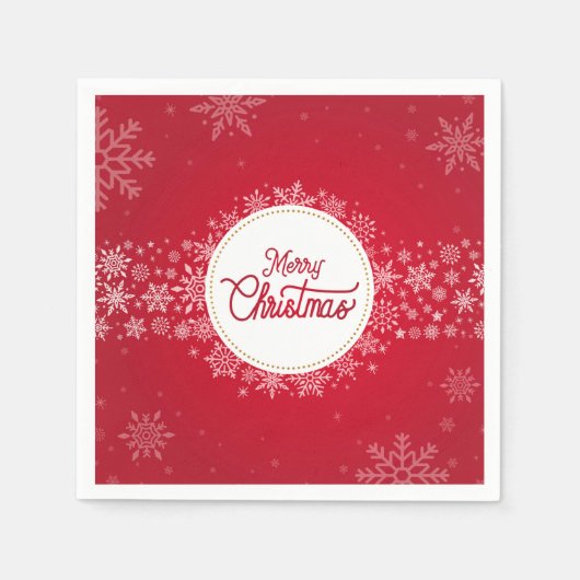 Frohe Weihnachten Winter Schneeflocken Rotes Festi Serviette (Vorderseite)