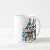 Frohe Weihnachten Winter Schneemann Kaffeetasse (VorderseiteRechts)