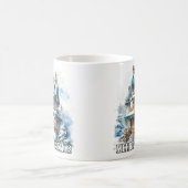Frohe Weihnachten Winter Schneemann Kaffeetasse (Mittel)