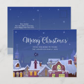 Frohe Weihnachten Winter-Szene Roofops Feiertage Ankündigungspostkarte (Vorne/Hinten)