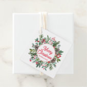 Frohe Weihnachten Wintergrün rotes Drehbuch Geschenkanhänger (Beispiel)