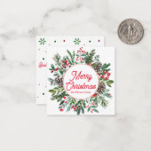 Frohe Weihnachten Wintergrün rotes Drehbuch Urlaub Mitteilungskarte (Vorderseite/Rückseite Beispiel)