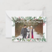 Frohe Weihnachten Wintergrün Urlaub Foto Mitteilungskarte (Vorderseite)