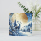 Frohe Weihnachten & Winterlandschaft mit Hirschen (Stehend Vorderseite)