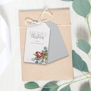 Frohe Weihnachten Winterrote Stechpalmenbeeren Ele Geschenkanhänger