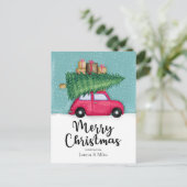 Frohe Weihnachten | Winterschneeflockenwagen Postkarte (Stehend Vorderseite)