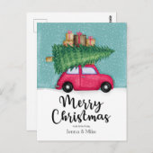 Frohe Weihnachten | Winterschneeflockenwagen Postkarte (Vorne/Hinten)