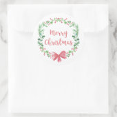 Frohe Weihnachten. Winterurlaub Kranz. Kiefer Runder Aufkleber (Tasche)