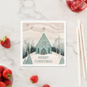 Frohe Weihnachten | Winterurlaub Religiöse Kirche Serviette (Beispiel)