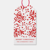 Frohe Weihnachten. Winterurlaub Rote Blumenbeere Geschenkanhänger (Vorderseite)