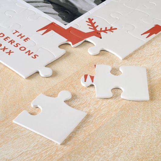 Frohe Weihnachten. Winterurlaubswaldrinder Puzzle (Seite)