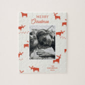 Frohe Weihnachten. Winterurlaubswaldrinder Puzzle (Vertikal)