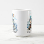 Frohe Weihnachten Winterzeit Schneemann Kaffeetasse (Mittel)