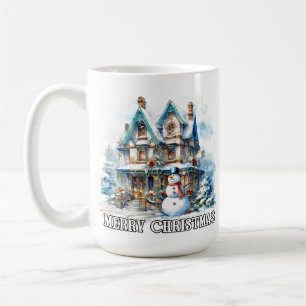 Frohe Weihnachten Winterzeit Schneemann Kaffeetasse