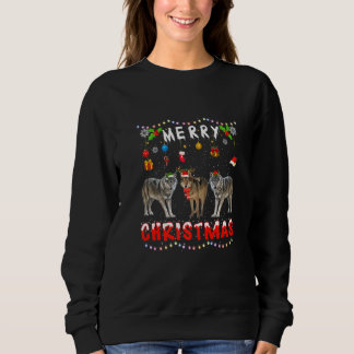 Frohe Weihnachten Wolf Xmas Tiere Pajama Sweatshirt