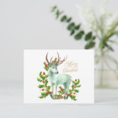 Frohe Weihnachten Woodland Deer und Holly Berry (Stehend Vorderseite)
