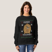 Frohe Weihnachten Woofmas Spitz Hund Ugly Sweatshirt (Vorne ganz)