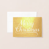 Frohe Weihnachten Word Art Gold Folienkarte (Vorderseite mit Umschlag)