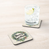 Frohe Weihnachten - Wraath - Handgemalte Wasserfar Getränkeuntersetzer (Rechte Seite)