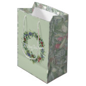 Frohe Weihnachten - Wraath - Handgemalte Wasserfar Mittlere Geschenktüte (Vorderseite Schrägansicht)