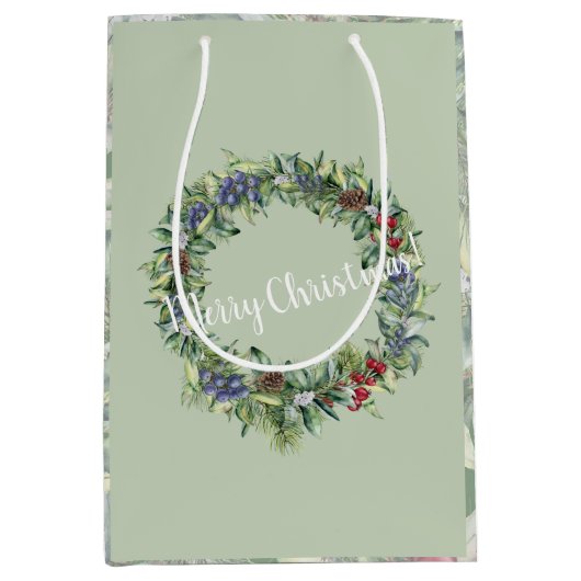 Frohe Weihnachten - Wraath - Handgemalte Wasserfar Mittlere Geschenktüte (Vorderseite)