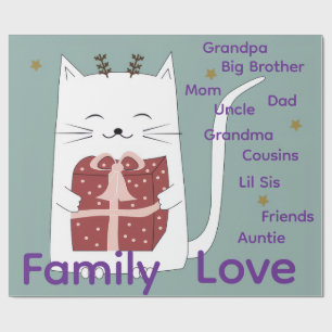 Frohe Weihnachten Wrap Familie Liebe Freunde Katze Geschenkpapier