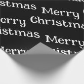 Frohe Weihnachten Wrap Schwarz Geschenkpapier (Ecke)