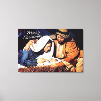 Frohe Weihnachten Wrapped Canvas Krippe Print Leinwanddruck